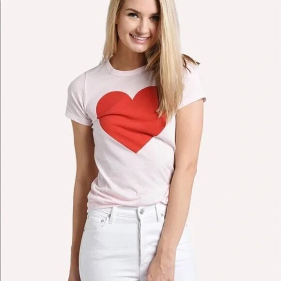 New Chaser Vintage Inspo Red Heart Barbiecore Style Pink Short Sleeve Tee Medium - Picture 9 of 15